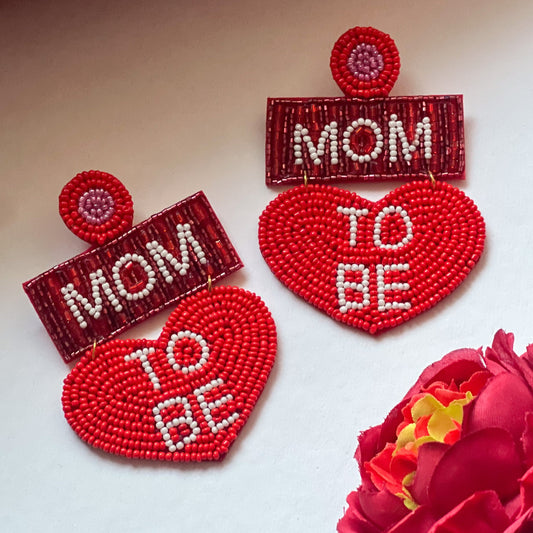 Mom To Be (Red) Handmade Earrings